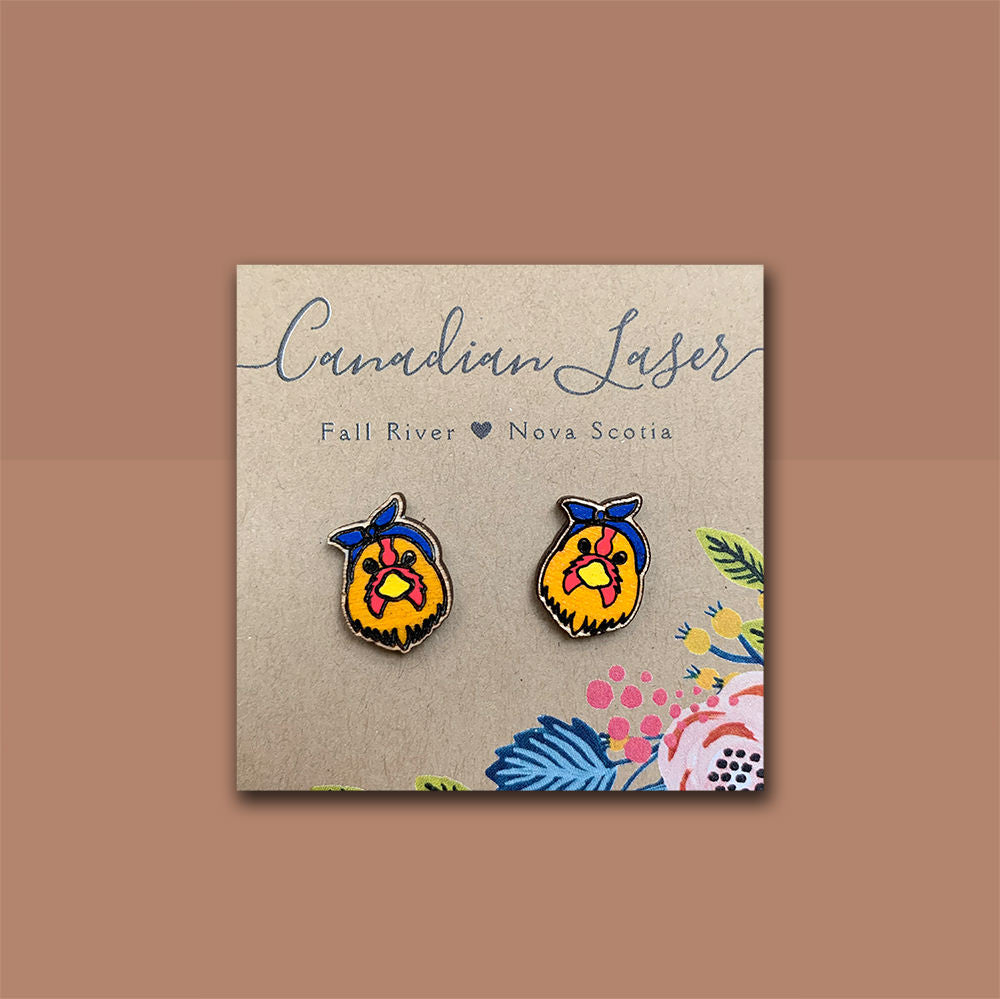 Hand Painted Wooden Studs - Farm Animals - Hens