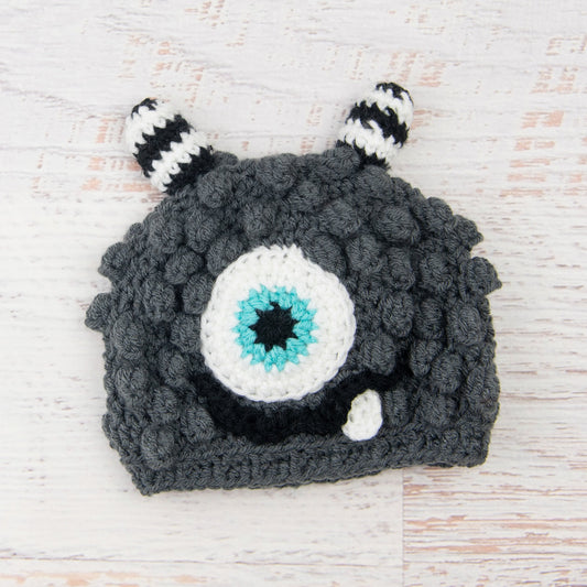 In-Stock 1-3 Year Little Monster in Charcoal with Aqua Marine Eye