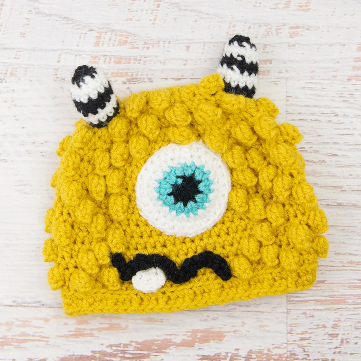 In-Stock 1-3 Year Little Monster in Mustard with Aqua Marine Eye