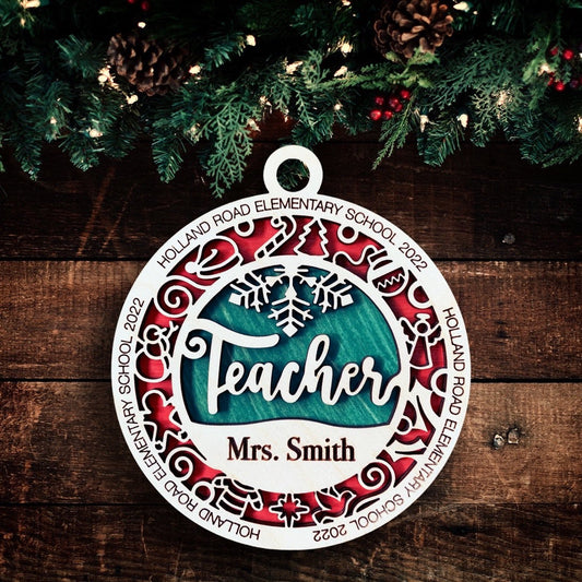Personalized Teacher Christmas Tree Ornament