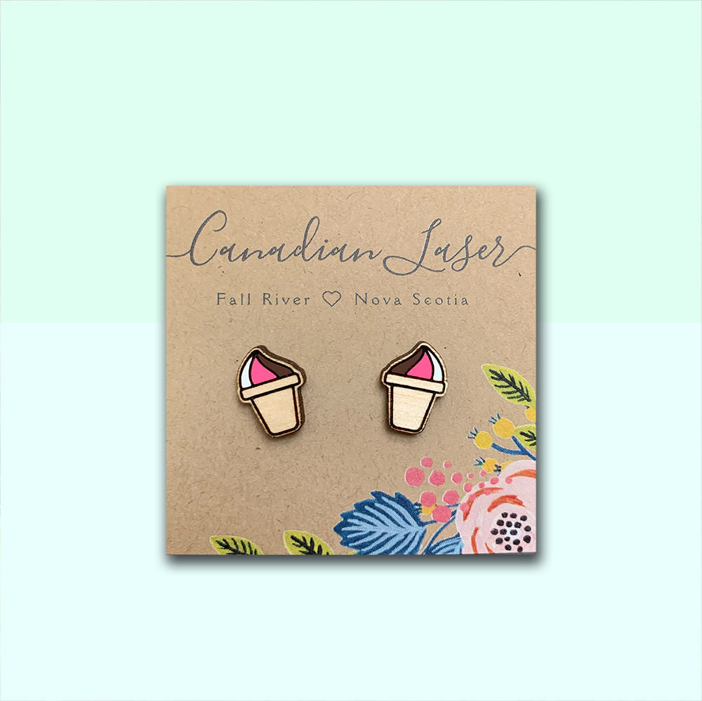 Hand Painted Wooden Studs - Treats - Neopolitan Ice Cream