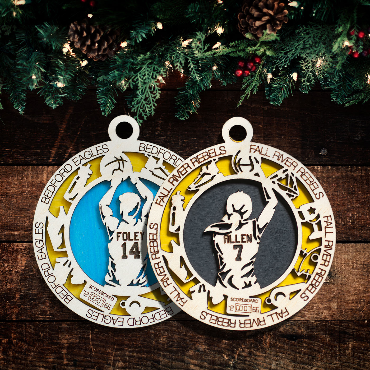 Sports Ornament - Basketball - Personalized with Team, Colours, Name and Number