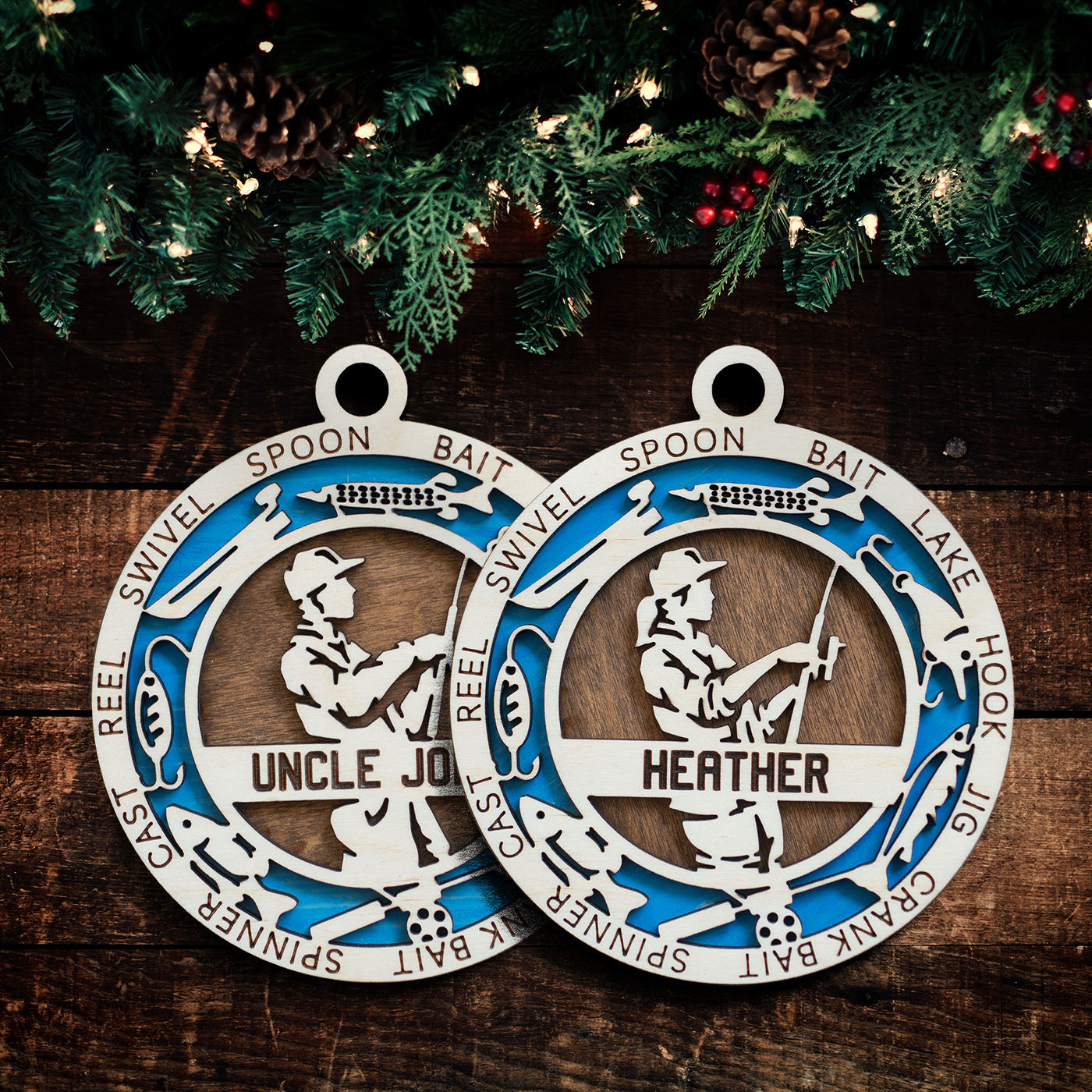 Sports Ornament - Fishing - Personalized with Text, Colours and Name