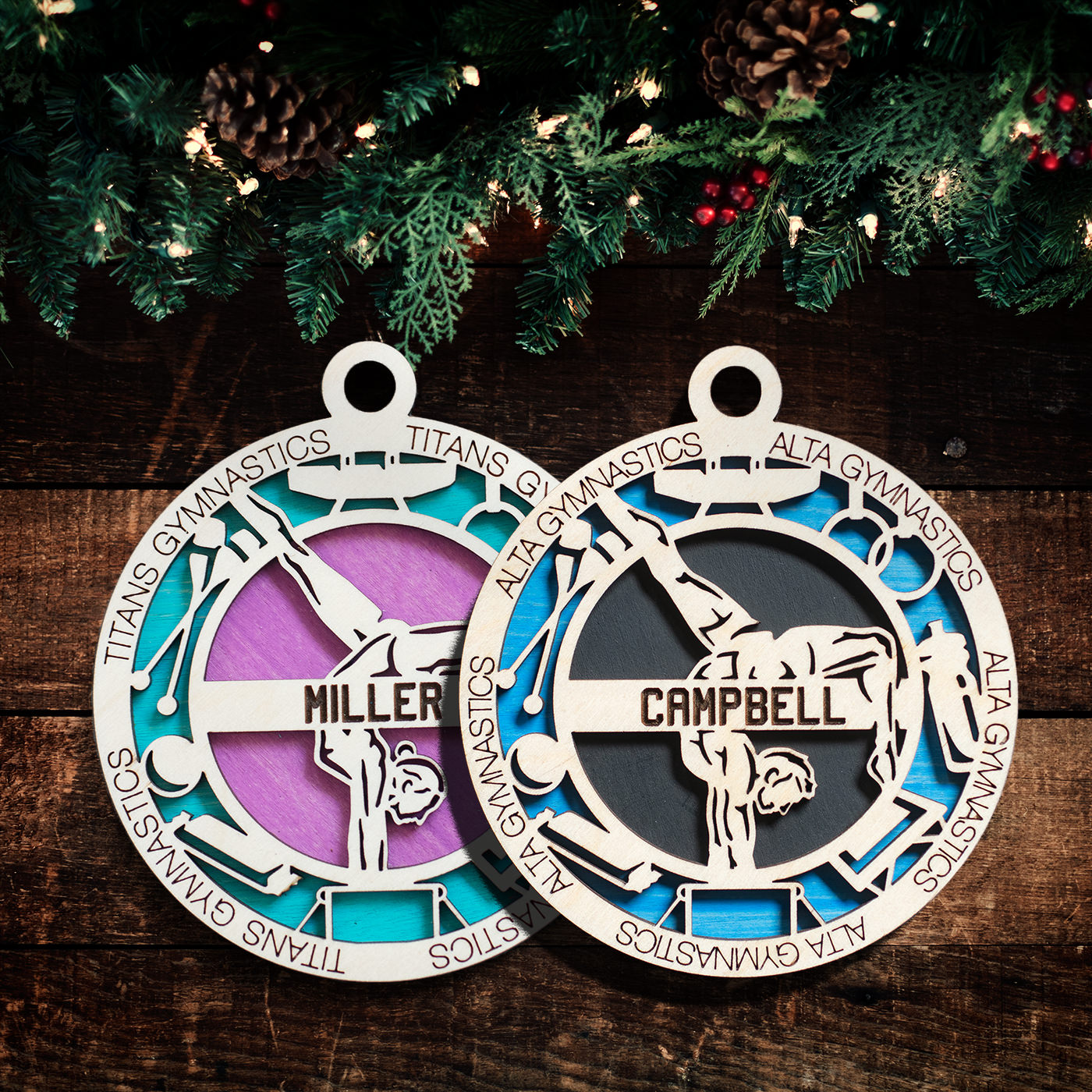 Sports Ornament - Gymnastics - Personalized with Club, Colours and Name