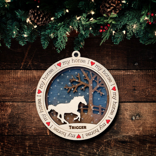 Premium Horse Christmas Tree Ornament (I Love my Horse)