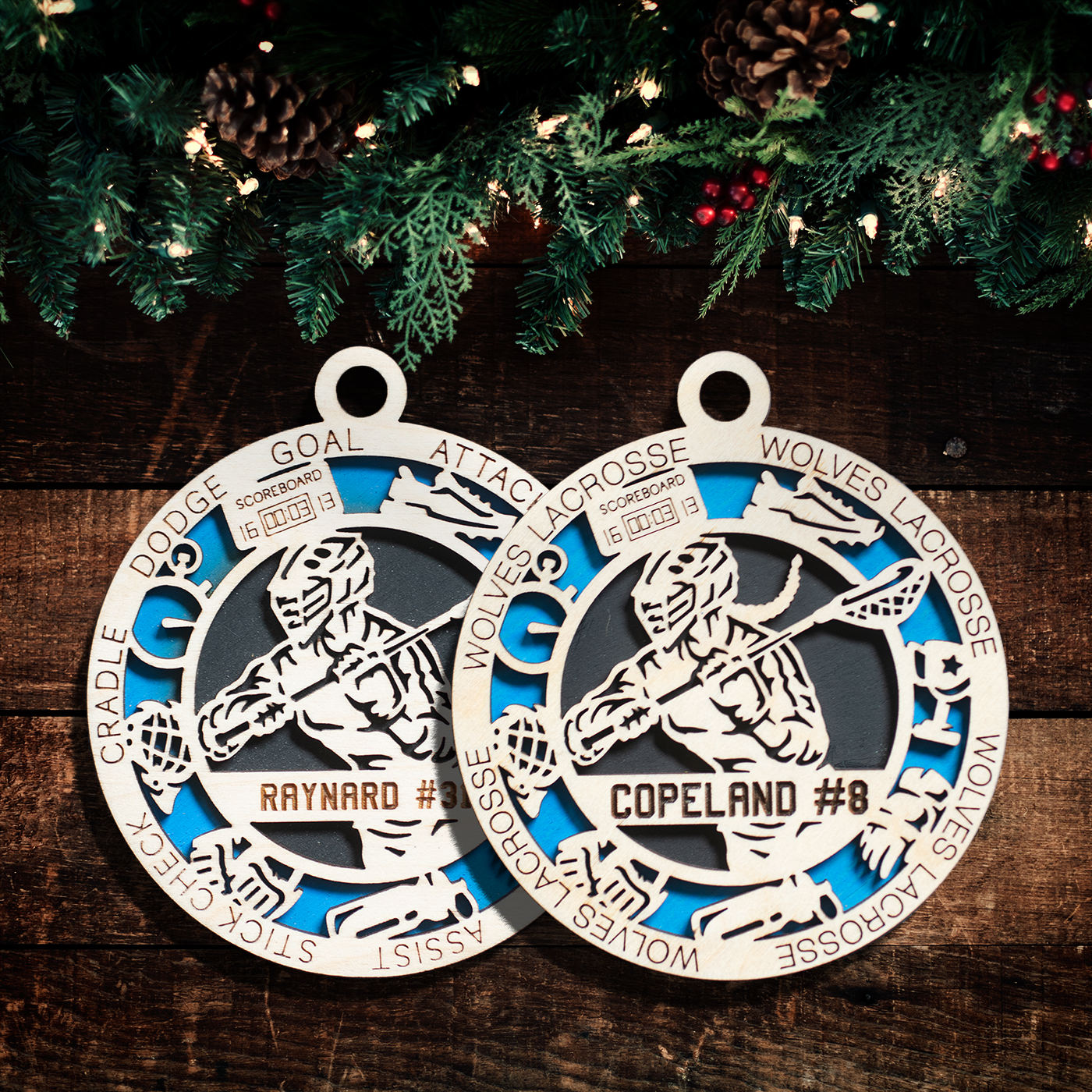 Sports Ornament - Lacrosse - Personalized with Team, Colours, Name and Number