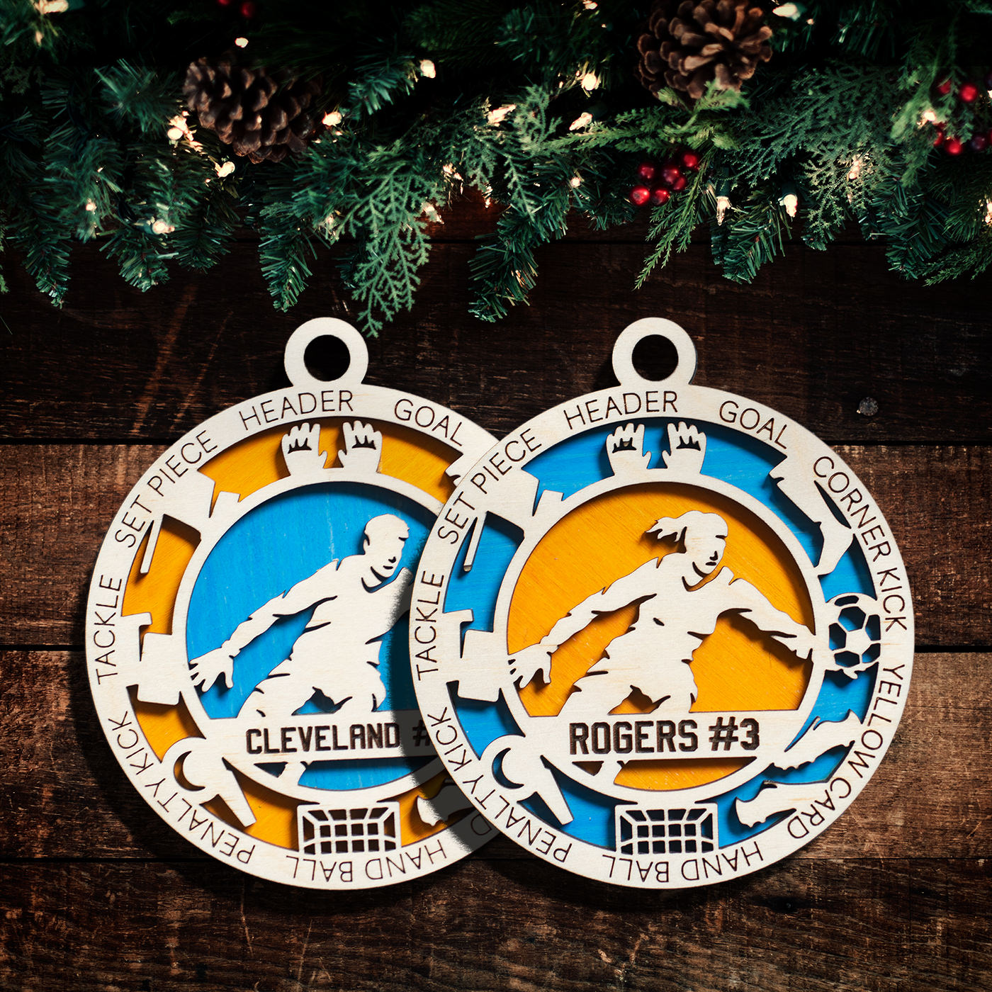 Sports Ornament - Soccer - Personalized with Team, Colours, Name and Number