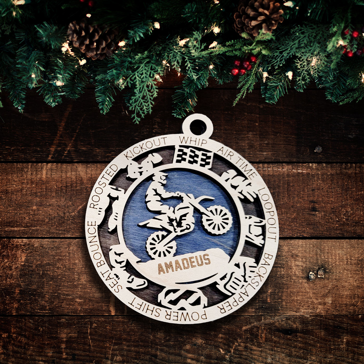 Sports Ornament - Motocross - Personalized Text, Colours and Name