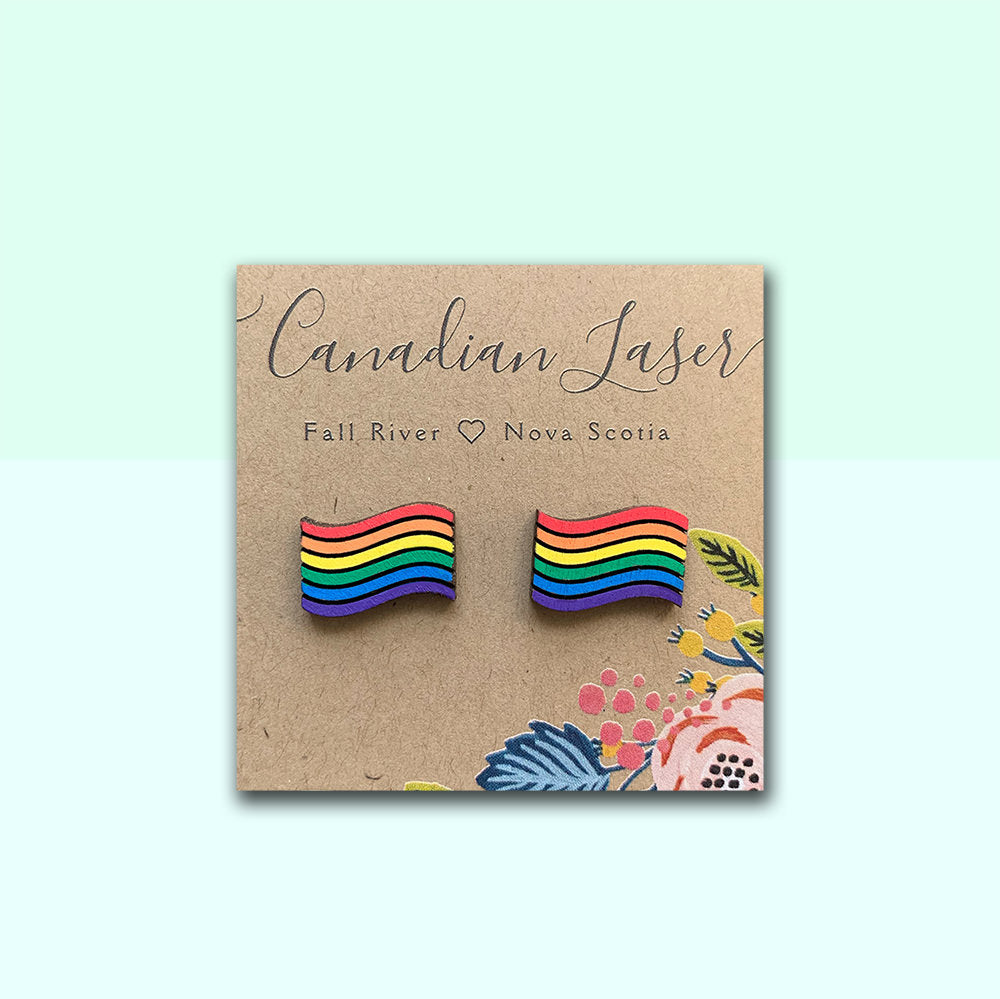 Hand Painted Wooden Studs - Pride - Flags