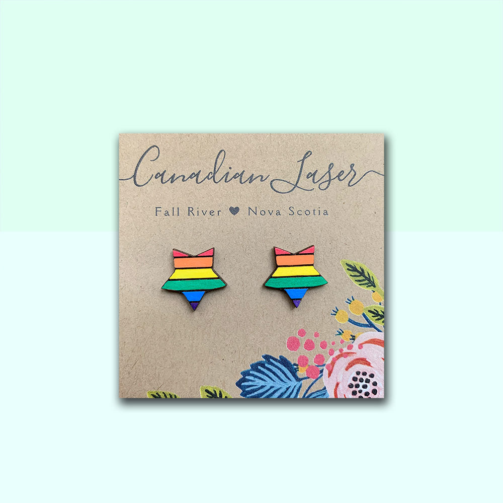 Hand Painted Wooden Studs - Pride - Stars