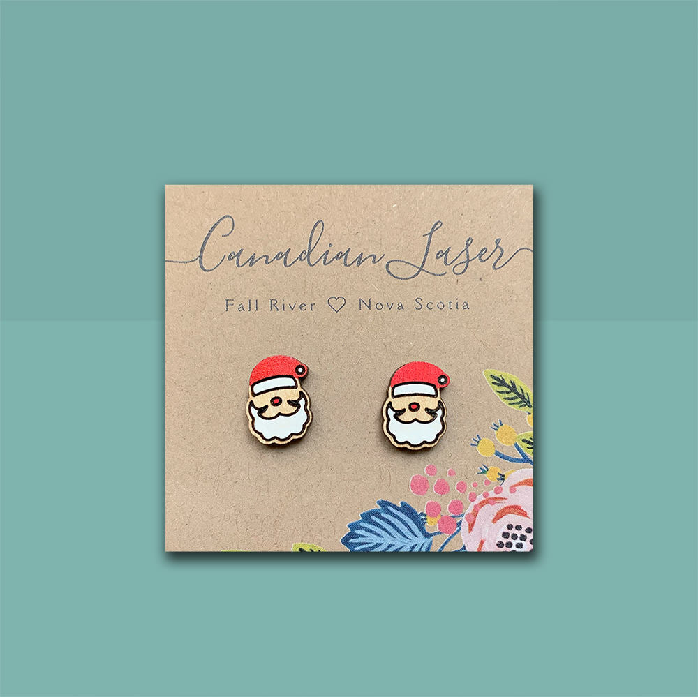 Hand Painted Wooden Studs - Holiday - Christmas - Santas