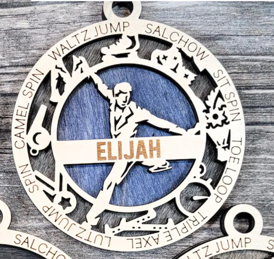 Sports Ornament - Figure Skating - Personalized with Club, Colours and Name