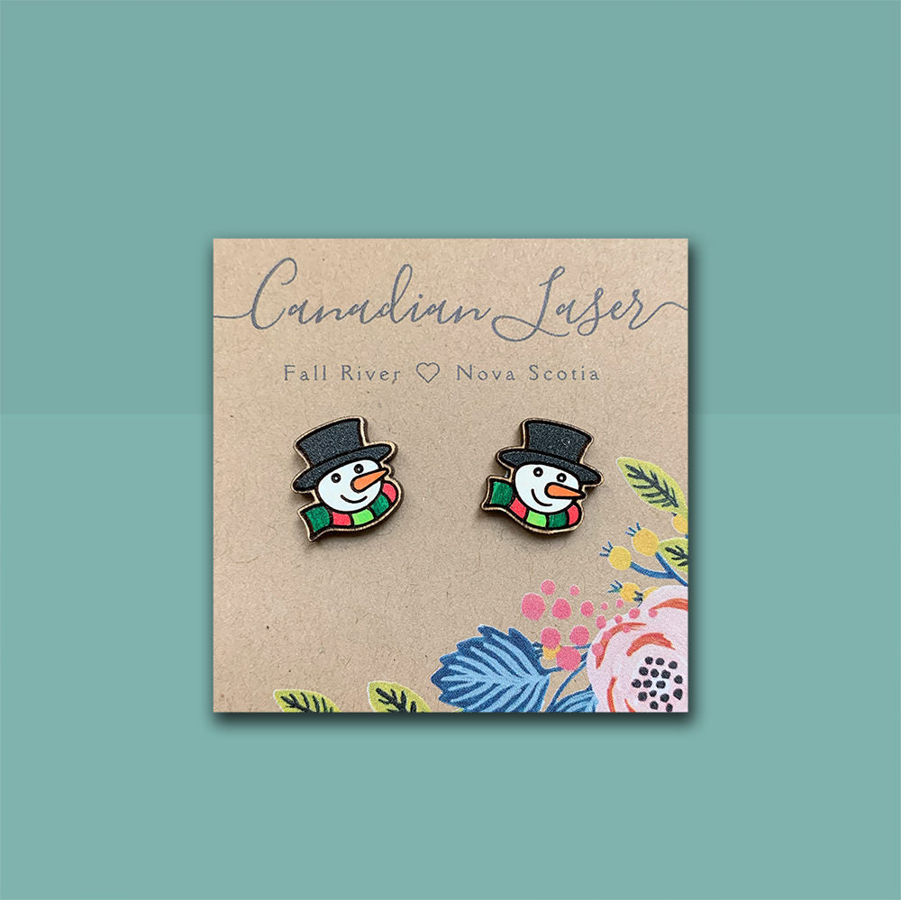 Hand Painted Wooden Studs - Holiday - Christmas - Snowmen