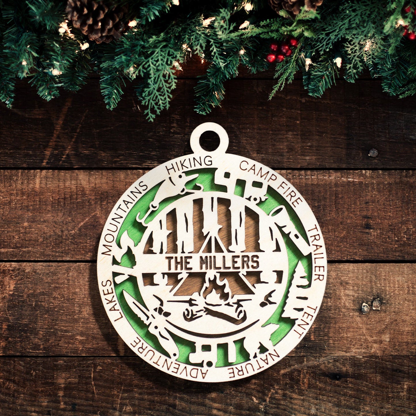 Sports Ornament - Camping - Personalized with Text, Colours and Name