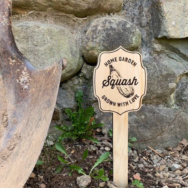 Premium Cedar Garden Stake - Squash