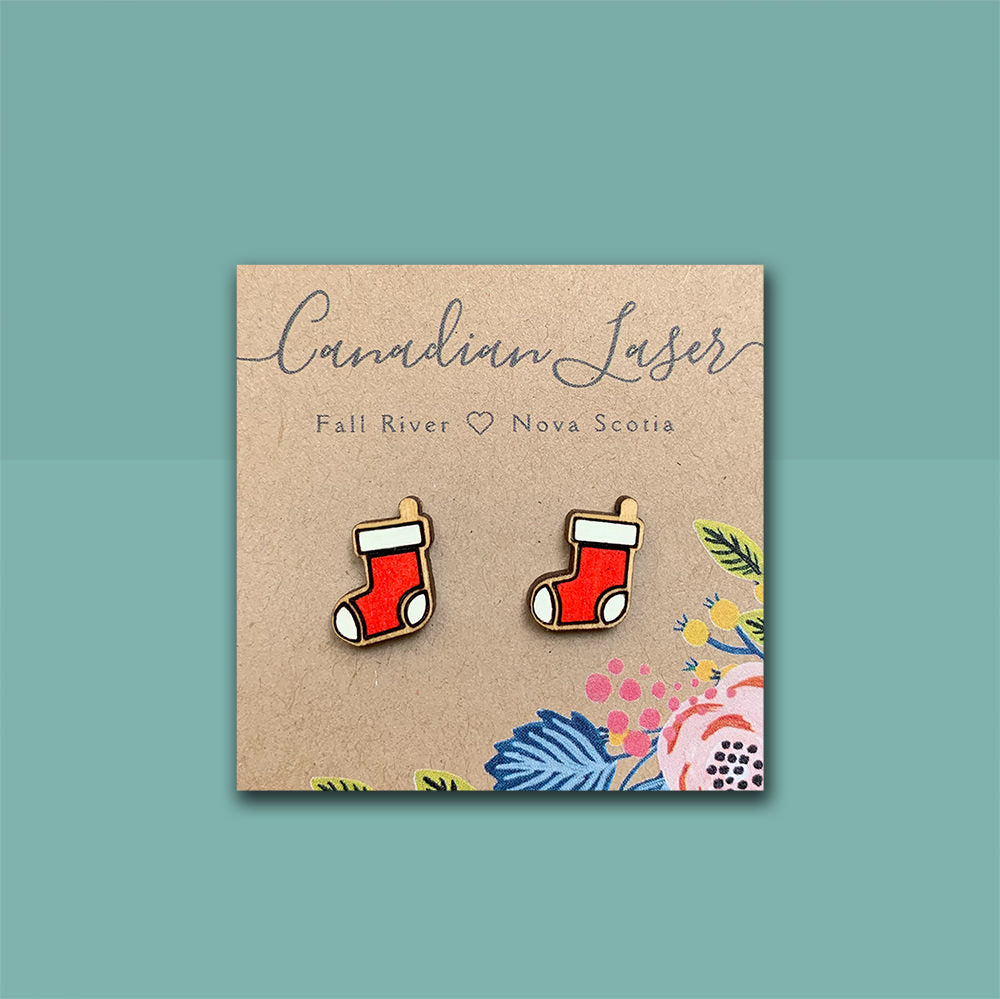 Hand Painted Wooden Studs - Holiday - Christmas - Stockings