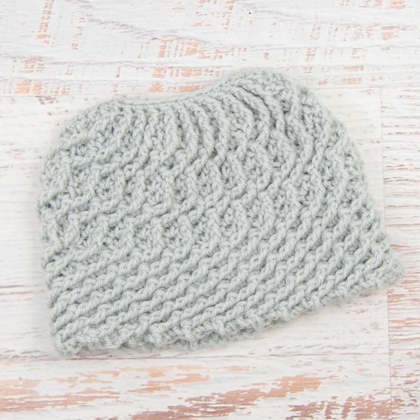 In-Stock Swirly Messy Bun Hat in Pale Grey