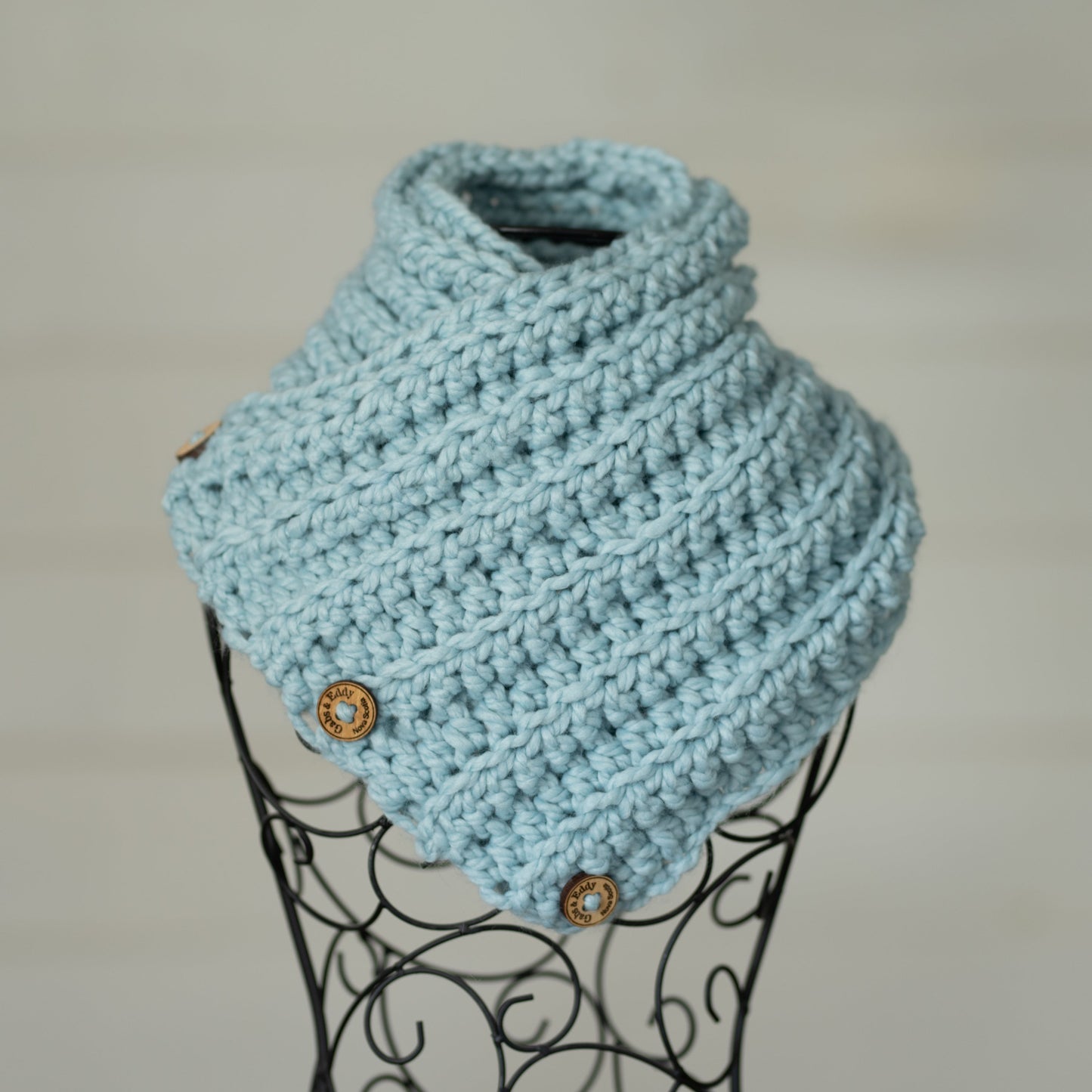 In-Stock Three Button Cowl in Glacier loop