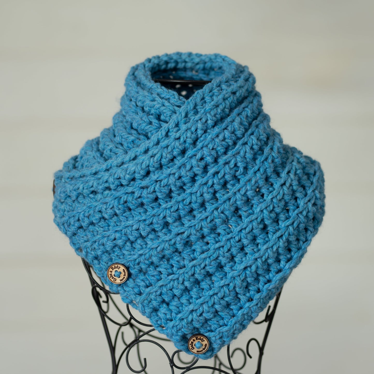 In-Stock Three Button Cowl in Sky