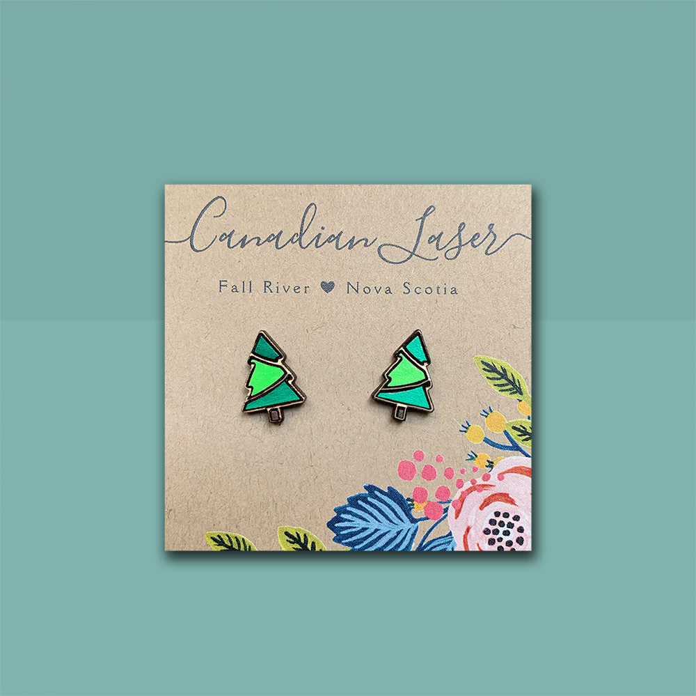 Hand Painted Wooden Studs - Camping - Trees