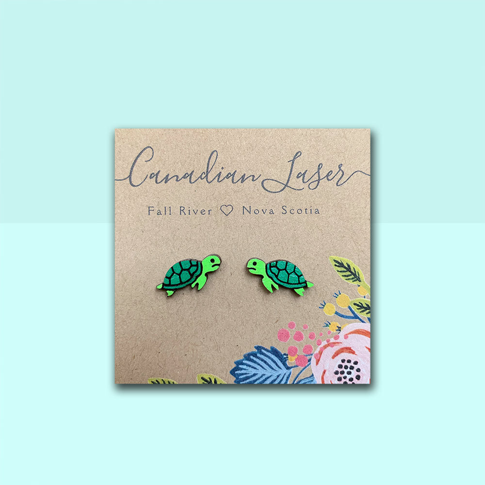 Hand Painted Wooden Studs - Sea Creatures - Turtles