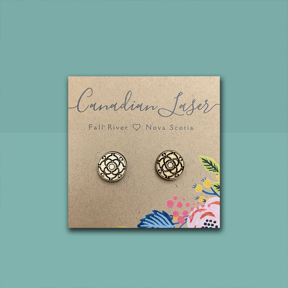 Hand Painted Wooden Studs - Wooden Flower 2