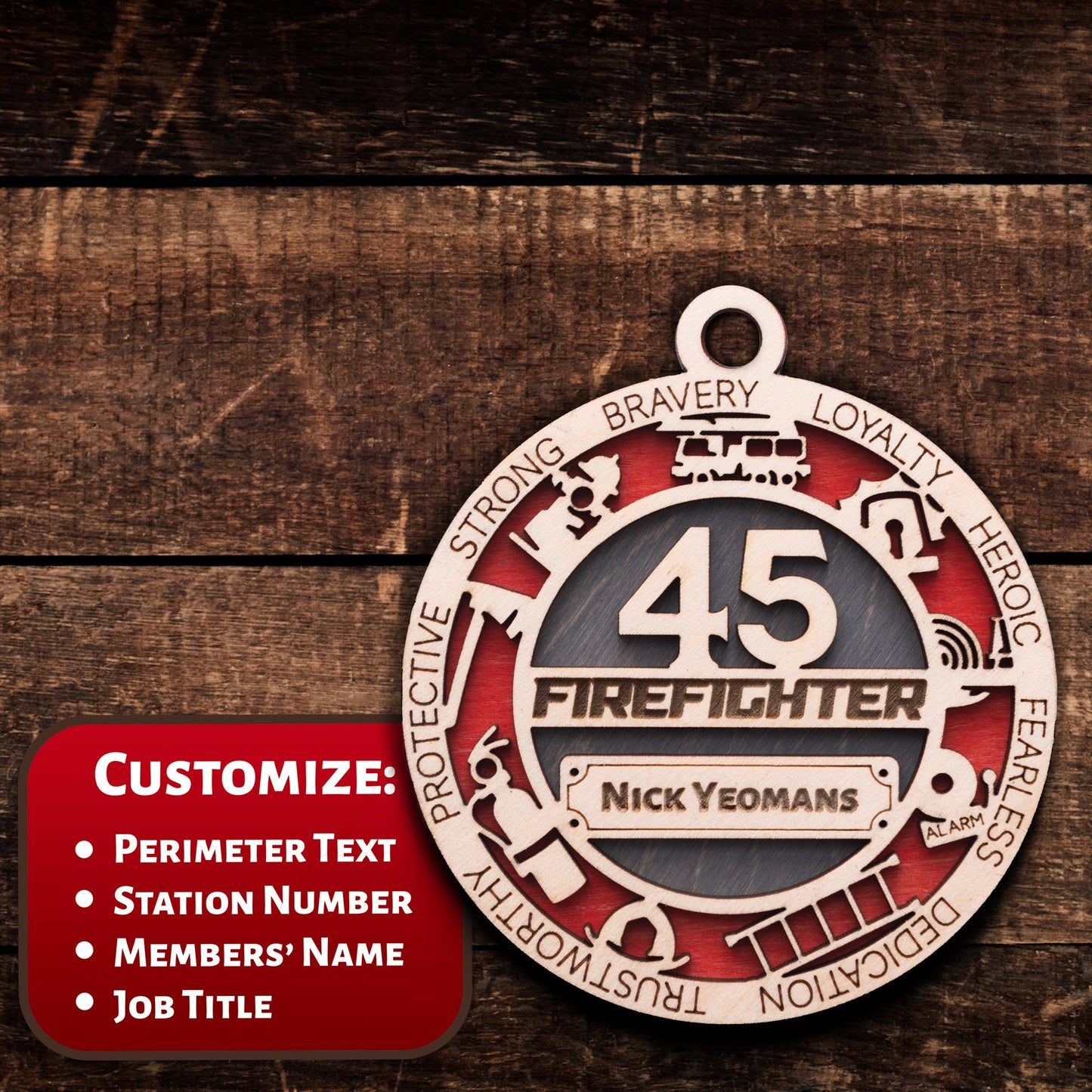 Personalized Fire Fighter Christmas Tree Ornament