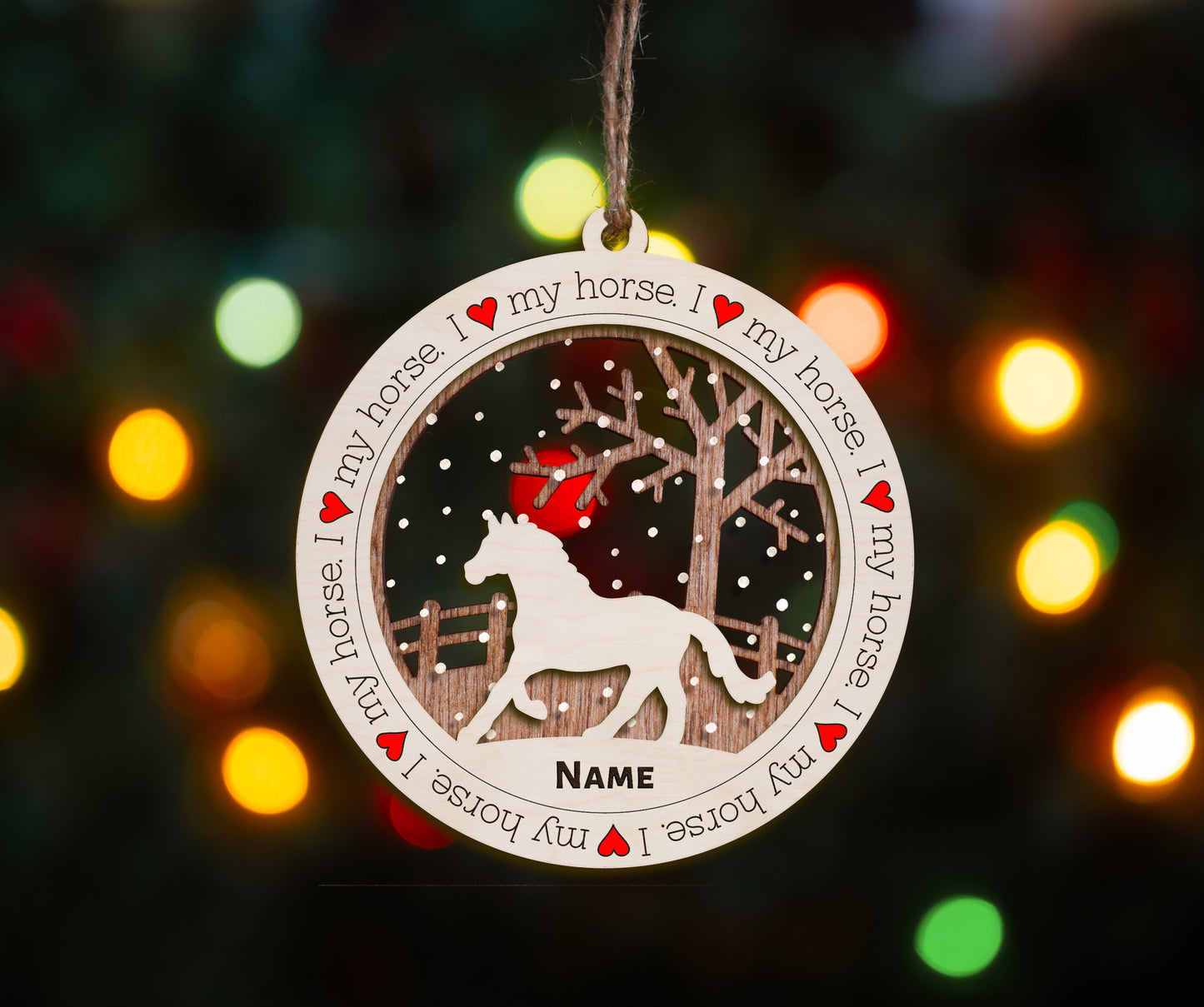 Premium Horse Christmas Tree Ornament (I Love my Horse)