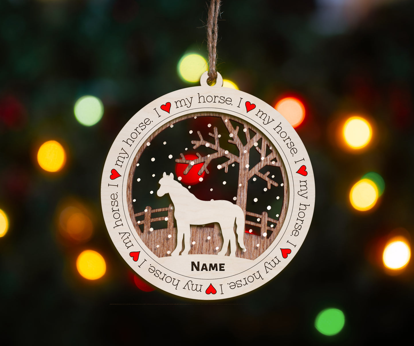 Premium Horse Christmas Tree Ornament (I Love my Horse)