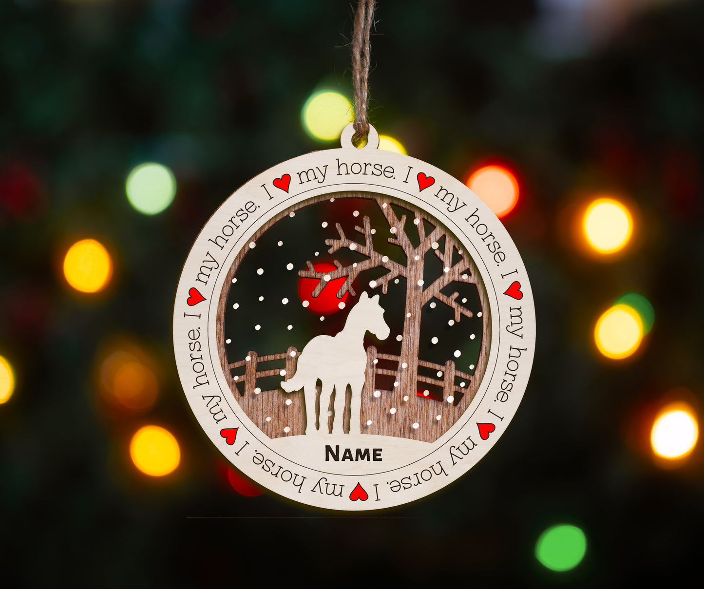 Premium Horse Christmas Tree Ornament (I Love my Horse)