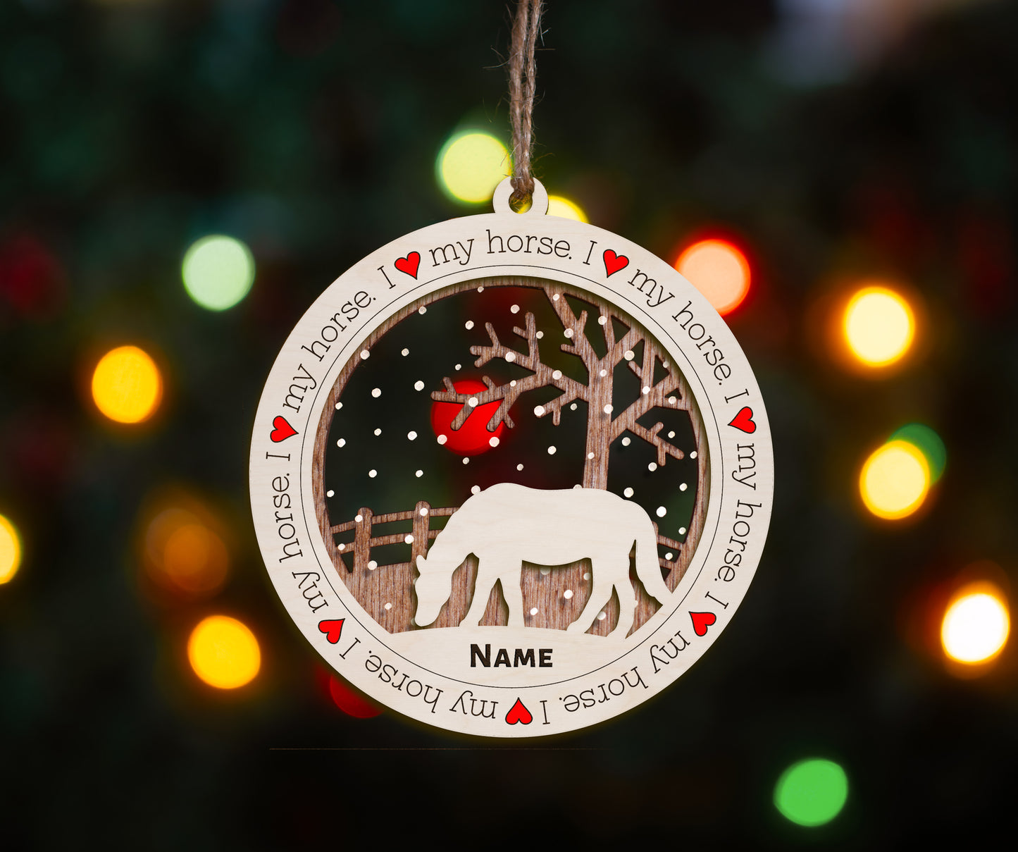 Premium Horse Christmas Tree Ornament (I Love my Horse)