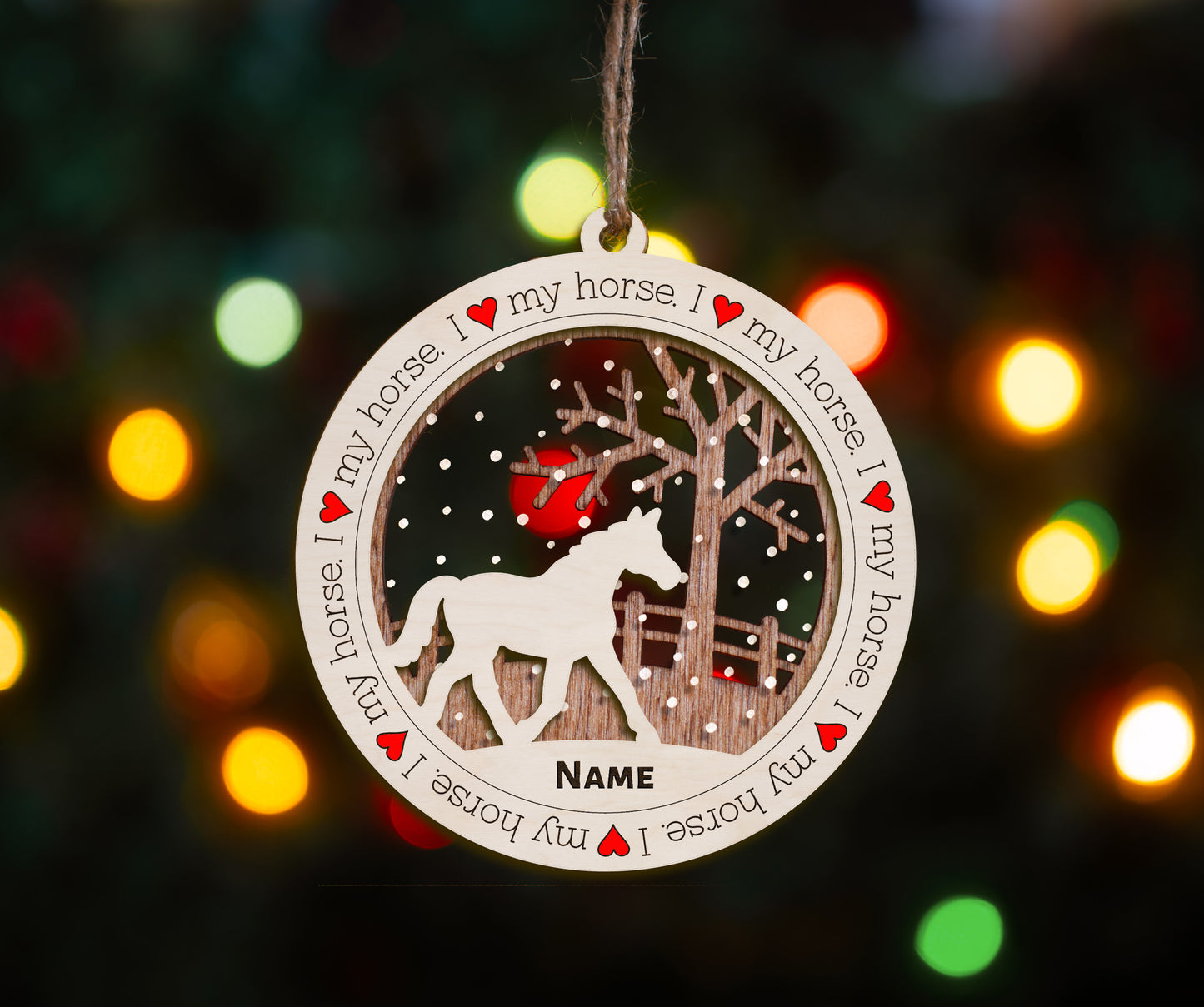 Premium Horse Christmas Tree Ornament (I Love my Horse)