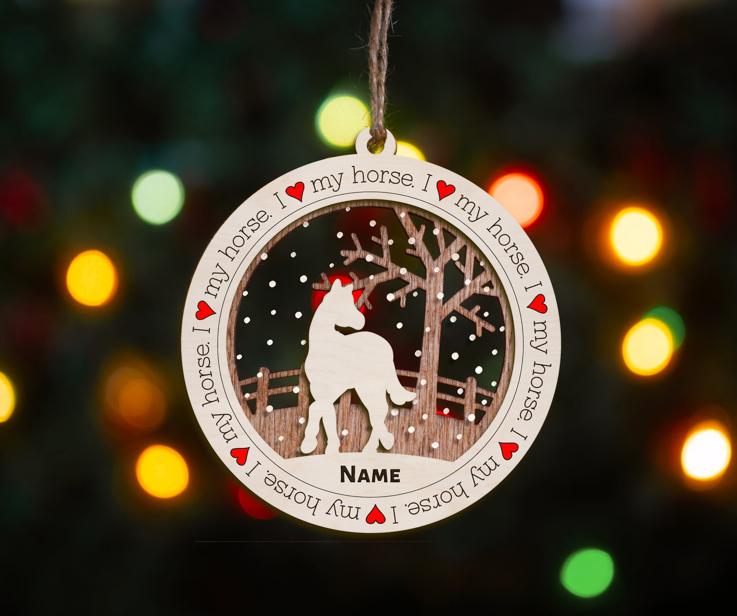 Premium Horse Christmas Tree Ornament (I Love my Horse)