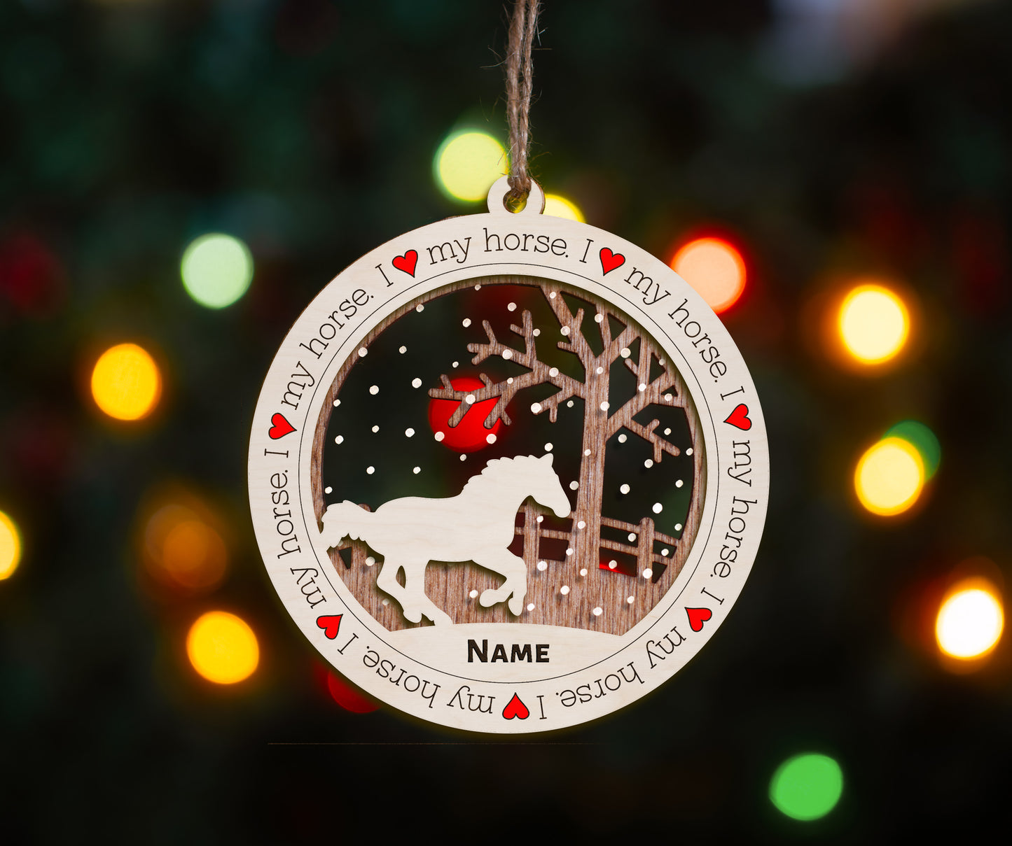 Premium Horse Christmas Tree Ornament (I Love my Horse)