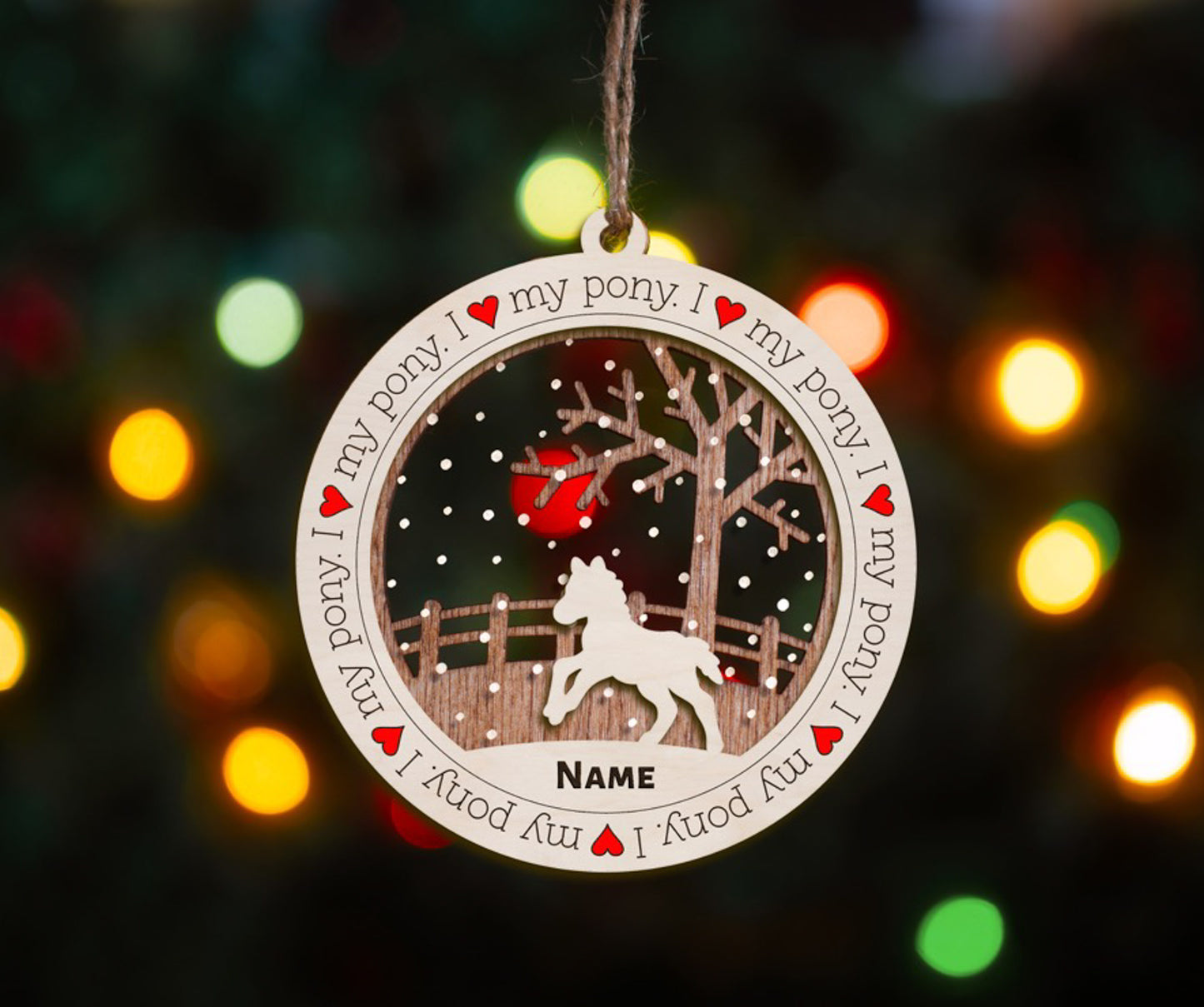 Premium Horse Christmas Tree Ornament (I Love my Horse)