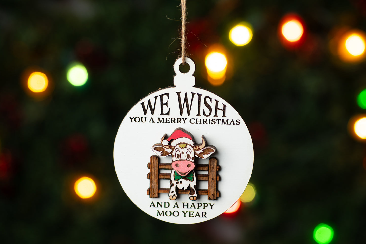 Happy Moo Year Christmas Ornament