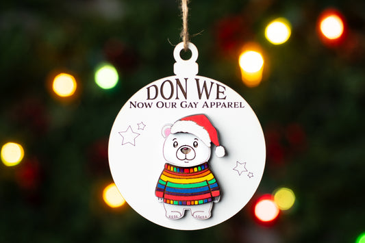 Don We Now Our Gay Apparel Polar Bear Christmas Ornament