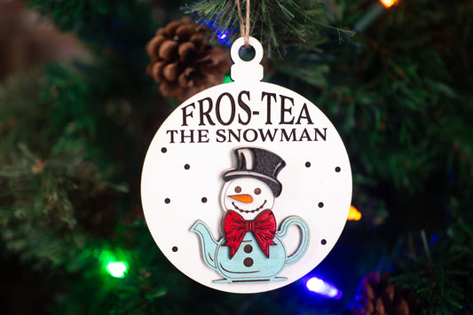 Fros-Tea the Snowman Christmas Ornament