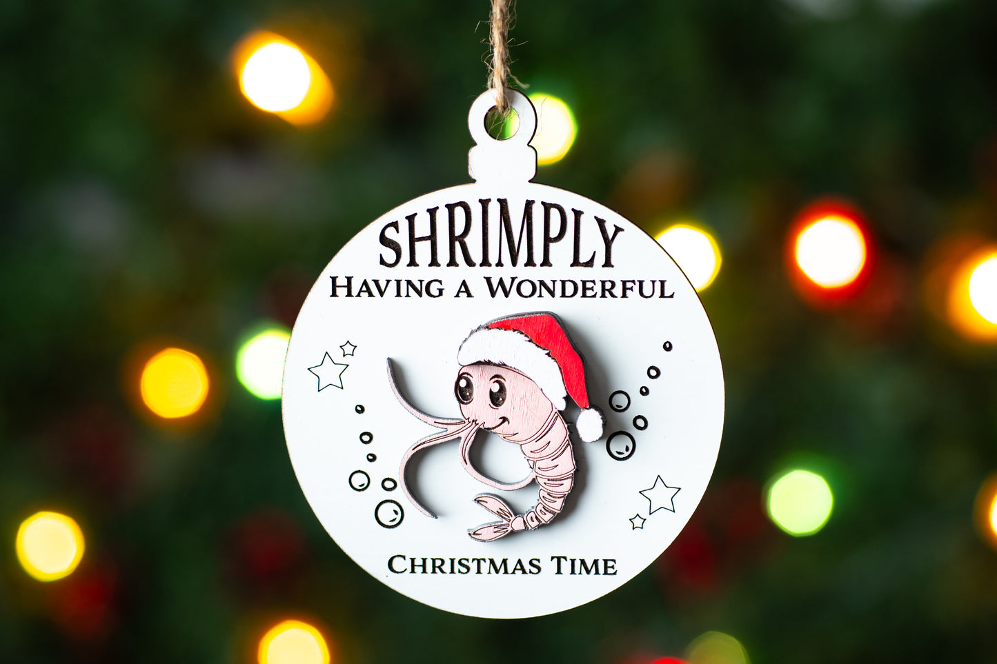 Shrimply Having a Wonderful Time Christmas Ornament