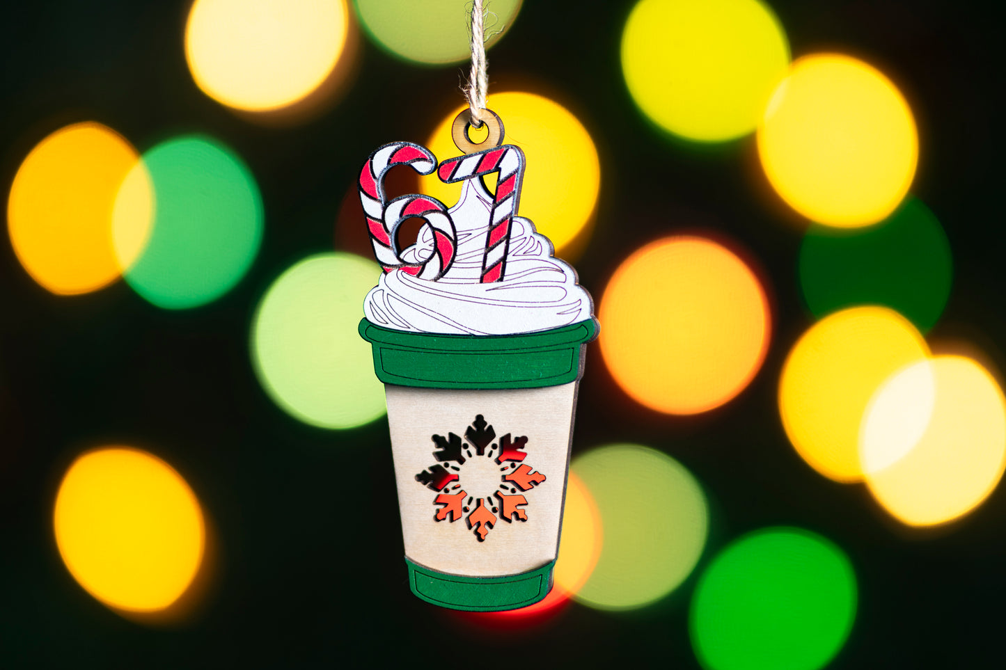 Latte with 6 7 Candy Canes Christmas Ornament
