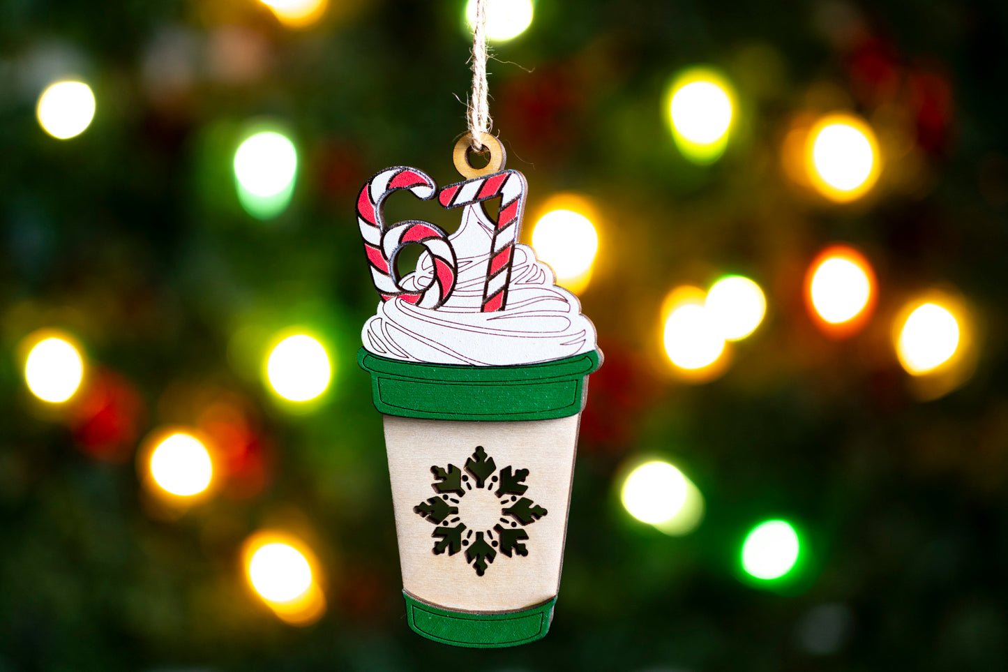 Latte with 6 7 Candy Canes Christmas Ornament