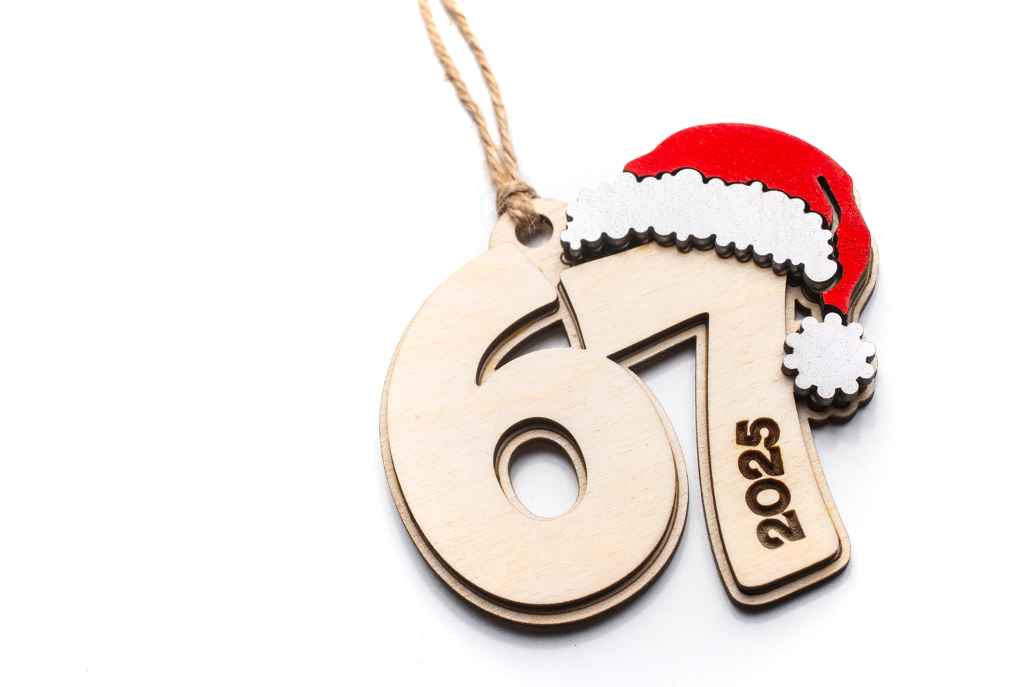 6 7 (personalized) With Santa Hat Christmas Ornament