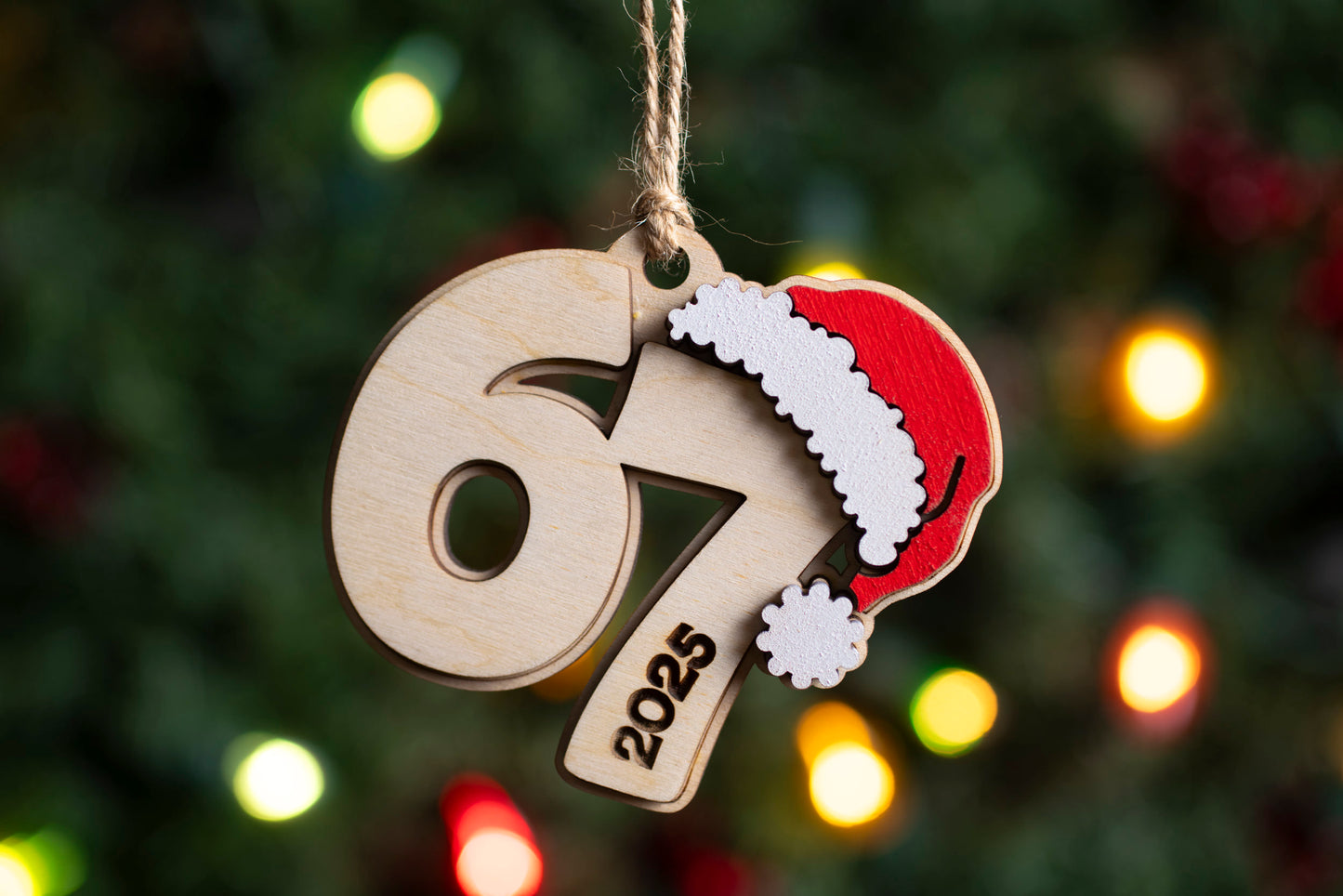 6 7 With Santa Hat Christmas Ornament