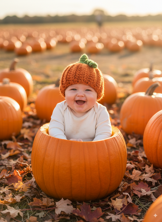 In-Stock 0-6 Month Chunky Little Pumpkin Hat