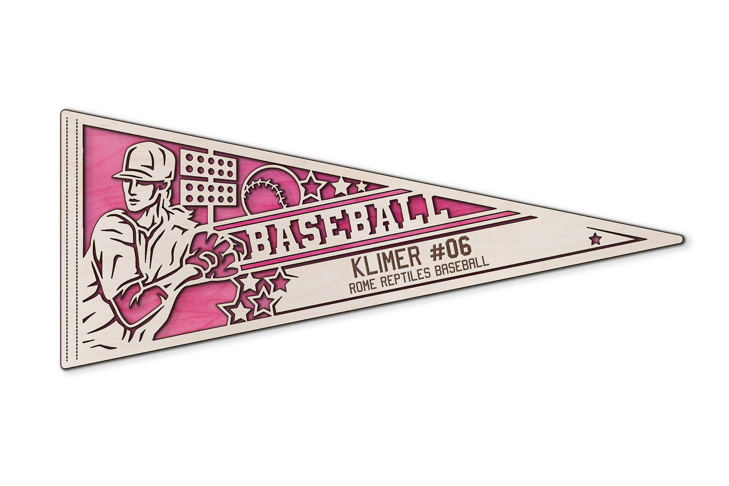 Sports Pennant - Baseball - Personalized with Team, Colours, Name and Number