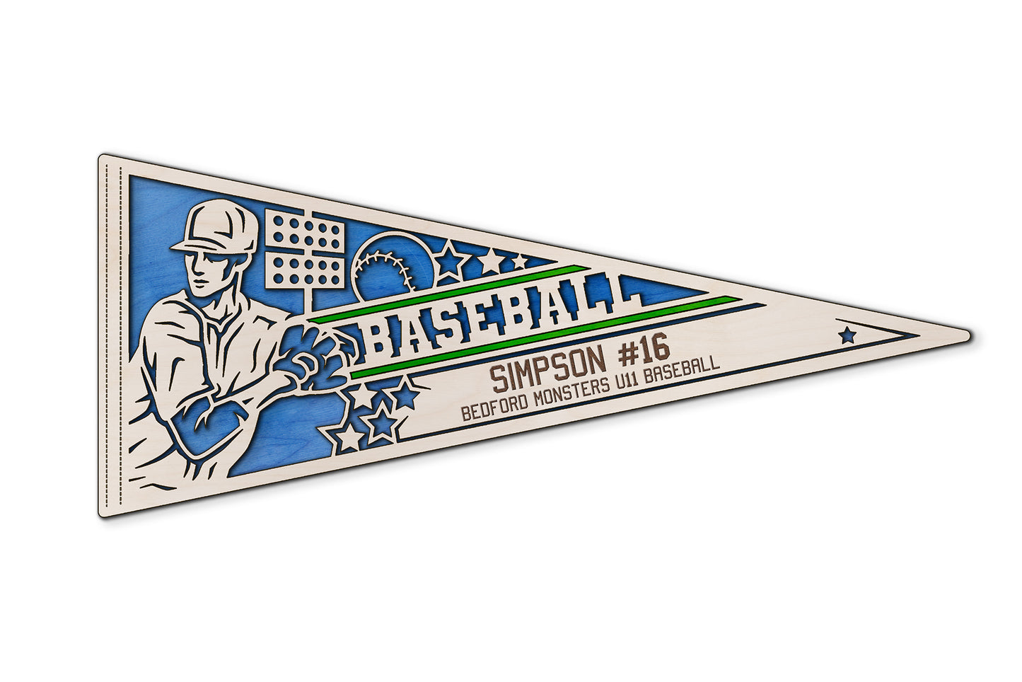Sports Pennant - Baseball - Personalized with Team, Colours, Name and Number
