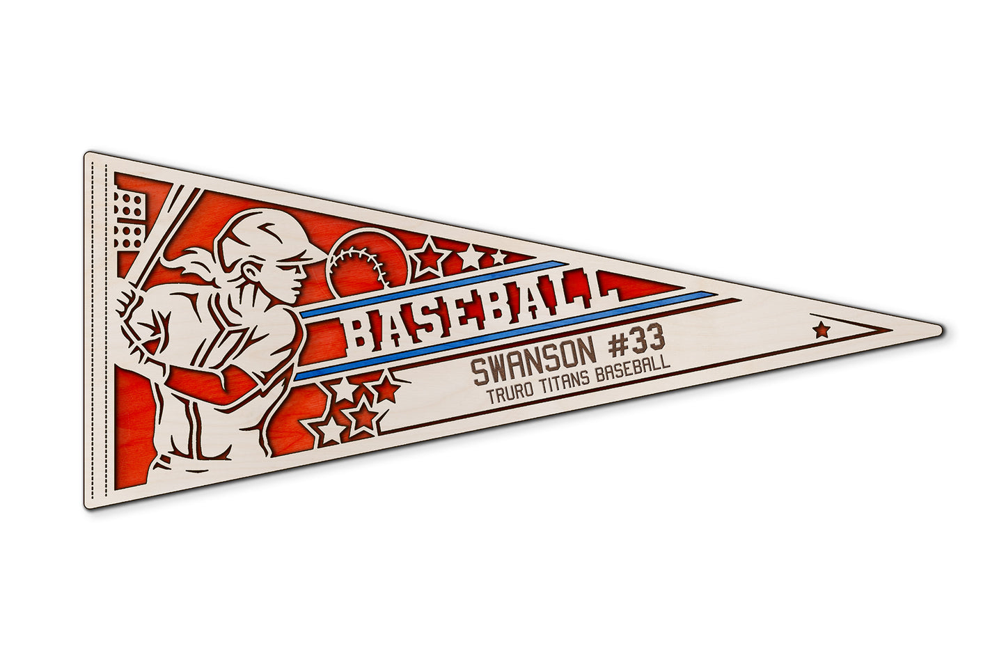 Sports Pennant - Baseball - Personalized with Team, Colours, Name and Number