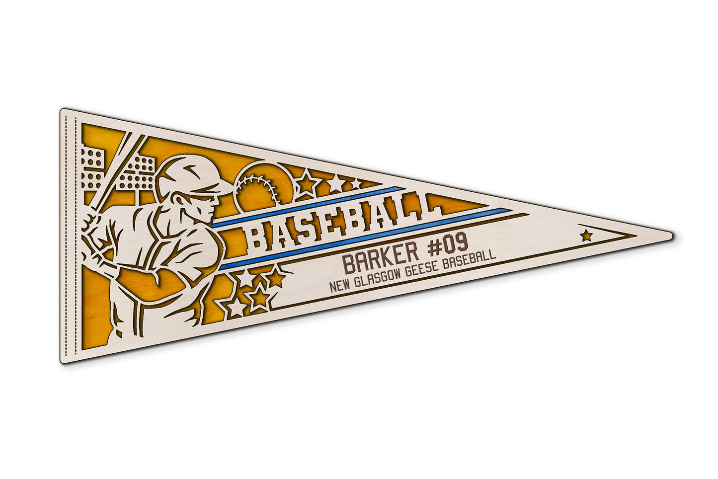Sports Pennant - Baseball - Personalized with Team, Colours, Name and Number