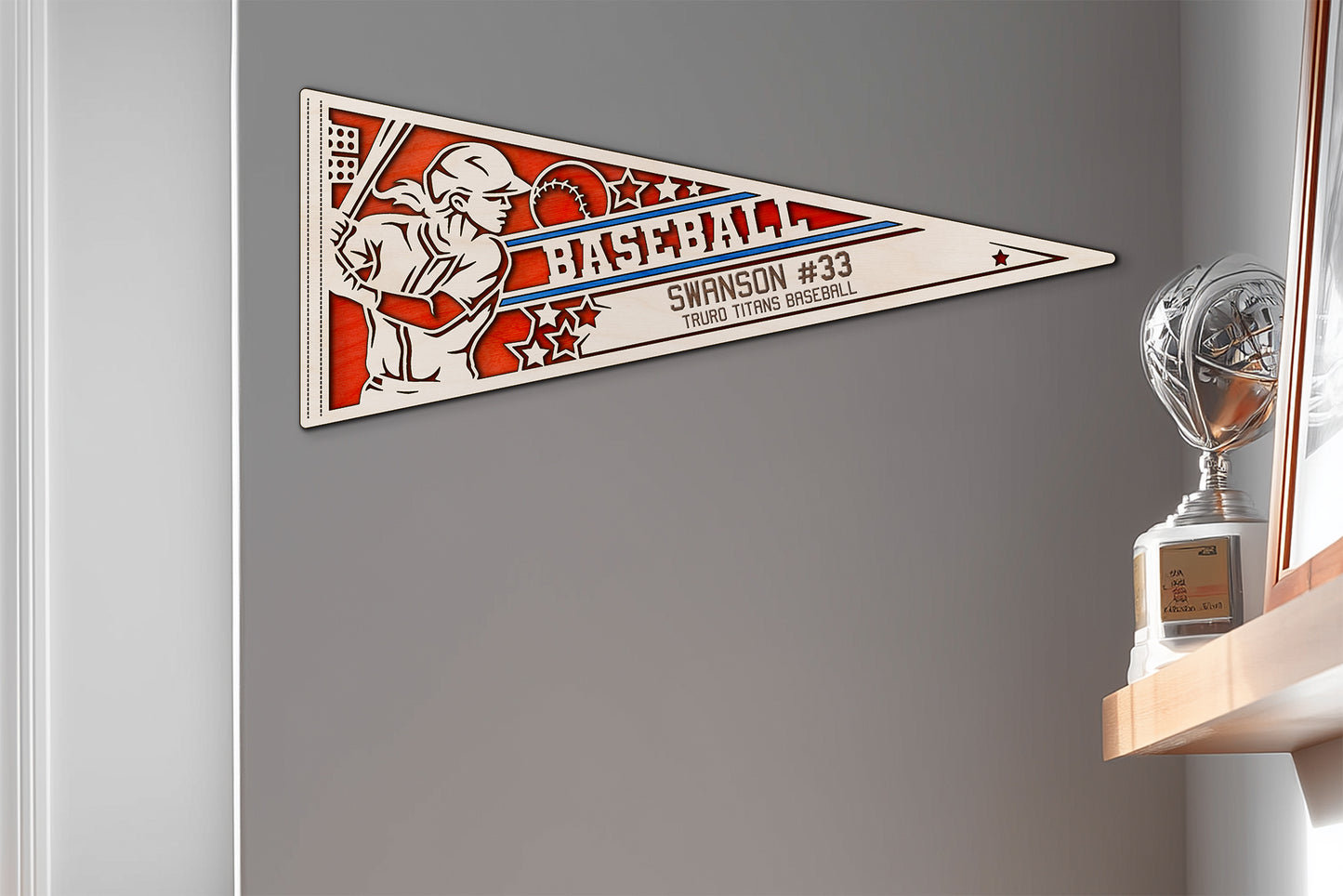 Sports Pennant - Baseball - Personalized with Team, Colours, Name and Number