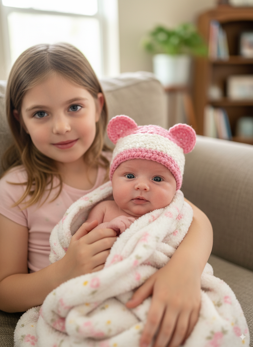 In-Stock 0-6 Month Basic Bear in Bubblegum Pink with White